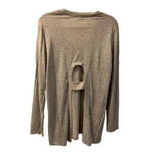 Lanston Top Blouse Womens Long Sleeve Size L Gray Cutout Back